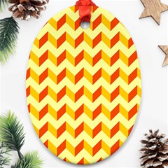 Modern Retro Chevron Patchwork Pattern  Oval Ornament (two Sides) by GardenOfOphir