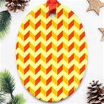 Modern Retro Chevron Patchwork Pattern  Oval Ornament (Two Sides) Front