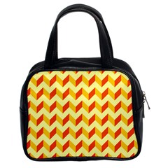 Modern Retro Chevron Patchwork Pattern  Classic Handbags (2 Sides)