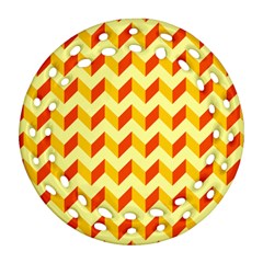 Modern Retro Chevron Patchwork Pattern  Ornament (round Filigree)  by GardenOfOphir