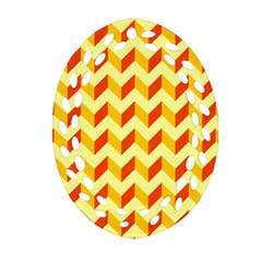 Modern Retro Chevron Patchwork Pattern  Oval Filigree Ornament (2-side) 