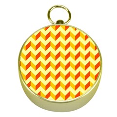 Modern Retro Chevron Patchwork Pattern  Gold Compasses