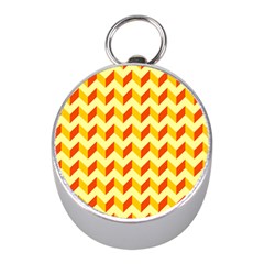 Modern Retro Chevron Patchwork Pattern  Mini Silver Compasses