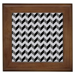 Modern Retro Chevron Patchwork Pattern  Framed Tiles