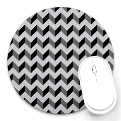 Modern Retro Chevron Patchwork Pattern  Round Mousepads