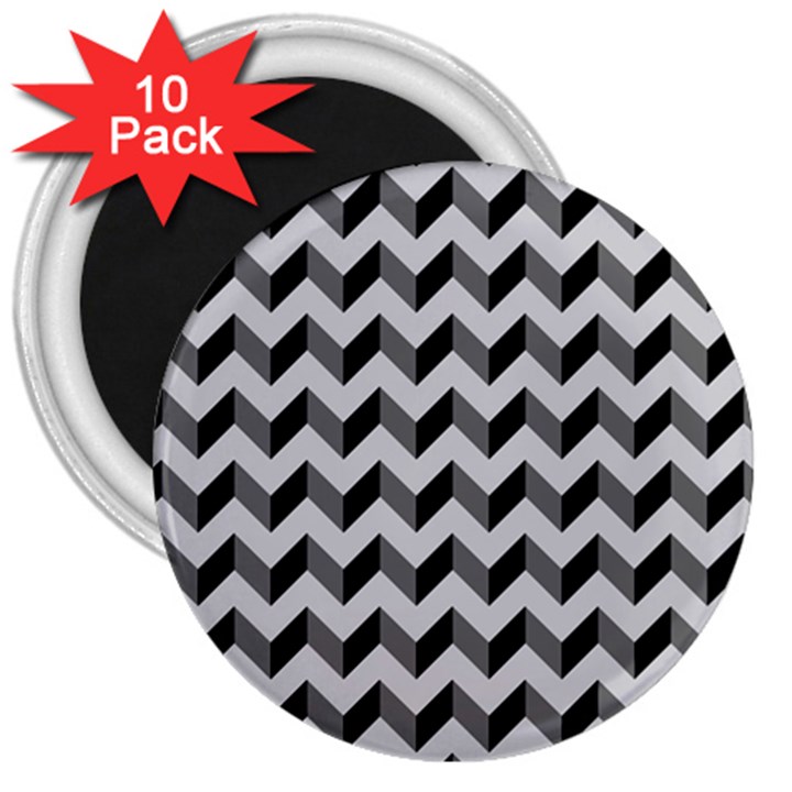 Modern Retro Chevron Patchwork Pattern  3  Magnets (10 pack) 