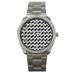 Modern Retro Chevron Patchwork Pattern  Sport Metal Watches