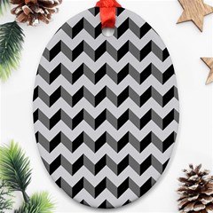 Modern Retro Chevron Patchwork Pattern  Oval Ornament (two Sides)