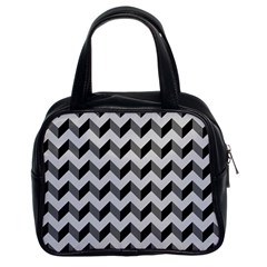 Modern Retro Chevron Patchwork Pattern  Classic Handbags (2 Sides)