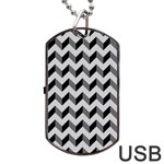 Modern Retro Chevron Patchwork Pattern  Dog Tag USB Flash (One Side) Front