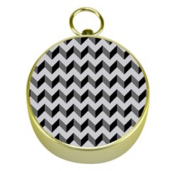 Modern Retro Chevron Patchwork Pattern  Gold Compasses