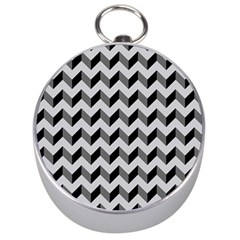 Modern Retro Chevron Patchwork Pattern  Silver Compasses by GardenOfOphir