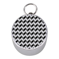 Modern Retro Chevron Patchwork Pattern  Mini Silver Compasses