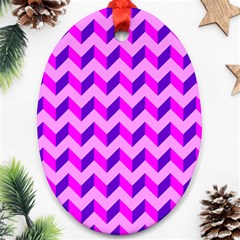 Modern Retro Chevron Patchwork Pattern Ornament (oval) 