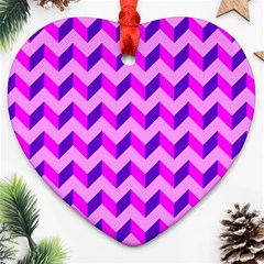 Modern Retro Chevron Patchwork Pattern Ornament (heart)  by GardenOfOphir