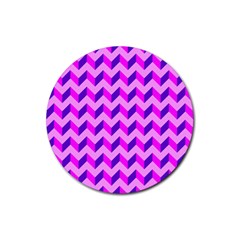 Modern Retro Chevron Patchwork Pattern Rubber Round Coaster (4 Pack) 