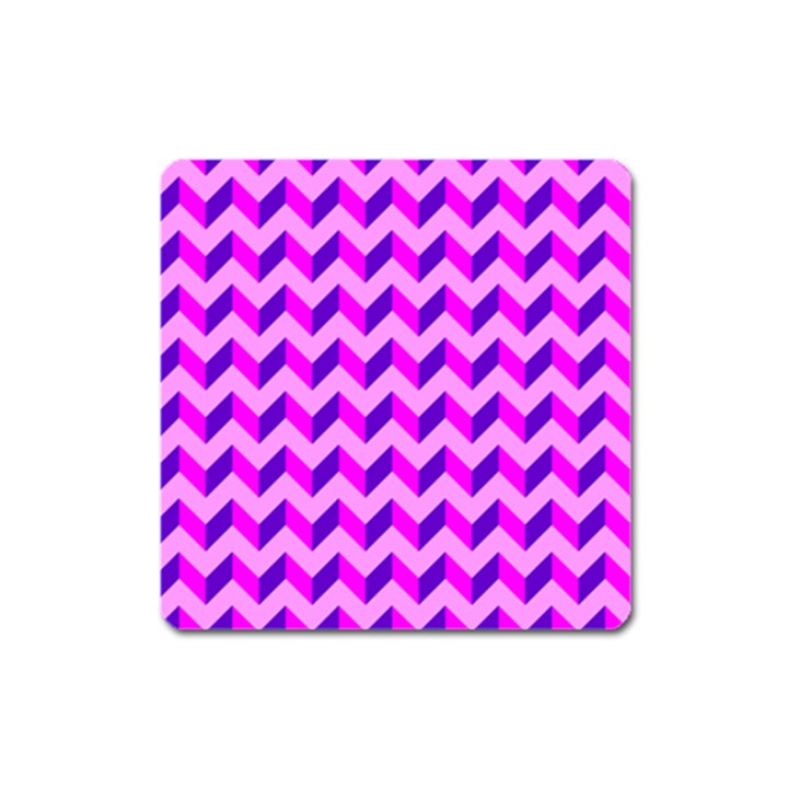 Modern Retro Chevron Patchwork Pattern Square Magnet