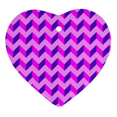 Modern Retro Chevron Patchwork Pattern Heart Ornament (2 Sides) by GardenOfOphir