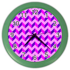 Modern Retro Chevron Patchwork Pattern Color Wall Clocks