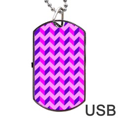 Modern Retro Chevron Patchwork Pattern Dog Tag Usb Flash (two Sides)  by GardenOfOphir