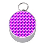 Modern Retro Chevron Patchwork Pattern Mini Silver Compasses Front