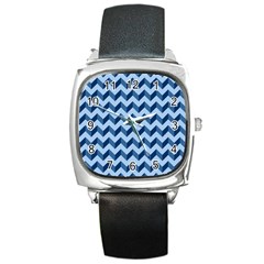 Modern Retro Chevron Patchwork Pattern Square Metal Watches by GardenOfOphir