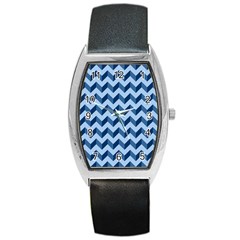 Modern Retro Chevron Patchwork Pattern Barrel Metal Watches by GardenOfOphir