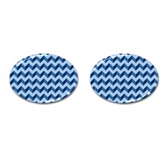 Modern Retro Chevron Patchwork Pattern Cufflinks (oval)