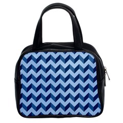 Modern Retro Chevron Patchwork Pattern Classic Handbags (2 Sides)