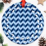 Modern Retro Chevron Patchwork Pattern Ornament (Round Filigree)  Front