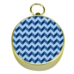 Modern Retro Chevron Patchwork Pattern Gold Compasses