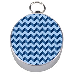 Modern Retro Chevron Patchwork Pattern Silver Compasses