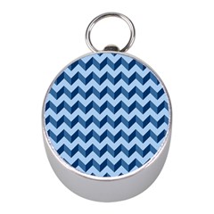 Modern Retro Chevron Patchwork Pattern Mini Silver Compasses