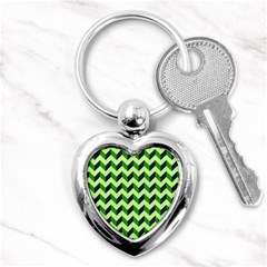 Modern Retro Chevron Patchwork Pattern Key Chains (heart) 