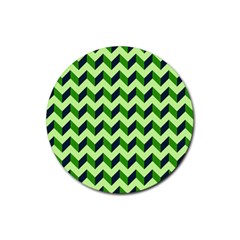 Modern Retro Chevron Patchwork Pattern Rubber Coaster (round) 