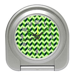 Modern Retro Chevron Patchwork Pattern Travel Alarm Clocks by GardenOfOphir