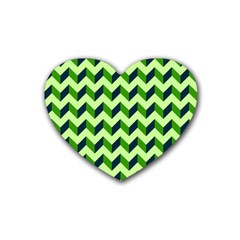 Modern Retro Chevron Patchwork Pattern Rubber Coaster (heart) 