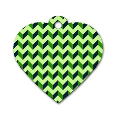 Modern Retro Chevron Patchwork Pattern Dog Tag Heart (one Side)