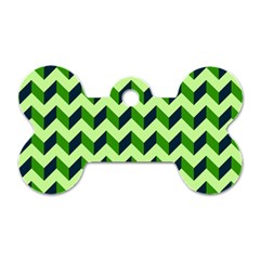 Modern Retro Chevron Patchwork Pattern Dog Tag Bone (two Sides)