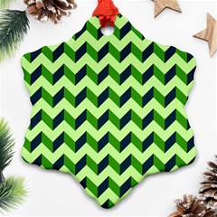 Modern Retro Chevron Patchwork Pattern Snowflake Ornament (2-side) by GardenOfOphir