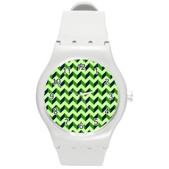 Modern Retro Chevron Patchwork Pattern Round Plastic Sport Watch (m)