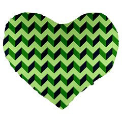 Modern Retro Chevron Patchwork Pattern Large 19  Premium Heart Shape Cushions