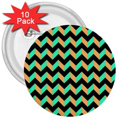 Modern Retro Chevron Patchwork Pattern 3  Buttons (10 Pack) 