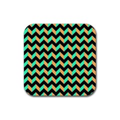 Modern Retro Chevron Patchwork Pattern Rubber Coaster (square) 