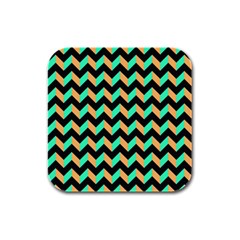 Modern Retro Chevron Patchwork Pattern Rubber Square Coaster (4 Pack)  by GardenOfOphir