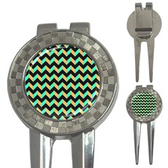 Modern Retro Chevron Patchwork Pattern 3-in-1 Golf Divots