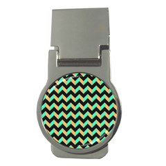 Modern Retro Chevron Patchwork Pattern Money Clips (round) 