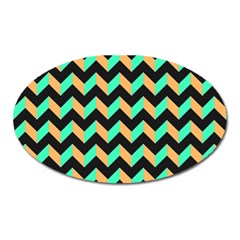 Modern Retro Chevron Patchwork Pattern Oval Magnet