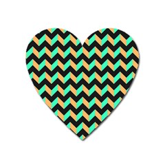 Modern Retro Chevron Patchwork Pattern Heart Magnet