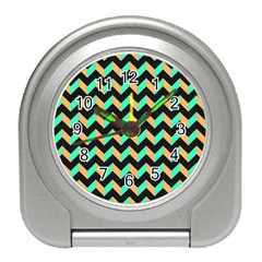 Modern Retro Chevron Patchwork Pattern Travel Alarm Clocks